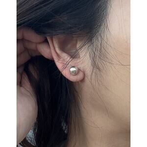 Tiffany & Co. Silver 925 Hardware Bead Ball Stud Earrings 7.5mm- Butterfly Backs